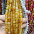 Colorful chalcedony beads gemstone loose round beads for DIY bracelet jewelry accessories - Orange 1