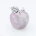 Natural crystal stone carved apple figurine home decor with rhinestone leaf ornament variant - Fluorite