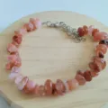 Natural irregular crystal chip gemstone bracelet with lobster clasp and extension chain for women. - Red Agate