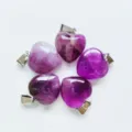 Natuurlijke amethist hart hanger, paarse kristal bedel voor DIY ketting oorbellen sieraden - 15-16 mm Hart