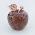 Rose gold crystal rhinestone apple figurine home decor ornament gemstone blessing gift craft - Red Jasper
