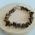Natural crystal chip bracelet irregular stone beaded jewelry with lobster clasp and extension. - Tiger's Eye