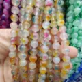Colorful chalcedony round gemstone beads for DIY bracelet making, multi-color semi-finished strands. - 05