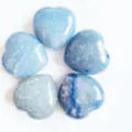 3cm Natural Stone Crystal Heart Ornament Blue Agate Gemstone Craft Pocket Stone Decor - Blue Aventurine