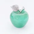Green crystal stone apple figurine with rhinestone leaf ornament for home decor and gifts. - Green Aventurine