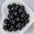 10mm natural black round agate crystal beads for DIY necklace jewelry making supplies. - No Hole / Black Agate