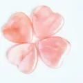 Natural rose quartz heart crystal pocket stone set, undrilled healing crystal decor for gift. - Synthetic Watermelon Red