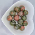 Natural 12mm unakite jasper round gemstone crystal beads for DIY jewelry making and accessories - Unakite