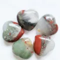 Natural crystal heart shaped palm stone pocket worry stone healing gemstone decor gift. - Bloodstone