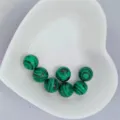 10mm natural green gemstone round loose beads for DIY jewelry making, necklace and earrings. - Straight Hole (Through Hole) / Malachite (Synthetic)