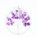 Pendentif collier arbre de vie en fil de pierre d'améthyste naturelle bijoux élégants. - 3cm / Améthyste