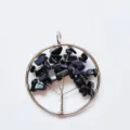 Wire Wrapped Tree of Life Pendant Blue Sandstone Crystal Necklace Natural Stone Gift - Blue Sandstone (Synthetic)