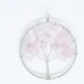 Natural rose quartz tree of life wire wrapped pendant crystal gemstone necklace jewelry - Rose Quartz