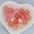 Natural pink crystal agate round gemstone loose beads for DIY jewelry making accessories 12mm - Watermelon Red (Synthetic)