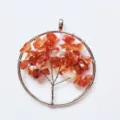 Red Agate Crystal Wire Wrapped Tree of Life Pendant Necklace Wish Tree Jewelry Gift - Red Agate