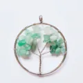 Natural green crystal stone tree of life wire wrapped metal ring pendant necklace - Green Aventurine