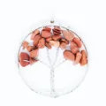 Natural red jasper crystal stone tree of life pendant wire wrapped healing jewelry - Red Jasper