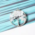 Pendentif arbre de vie en pierre de quartz blanc cristal naturel bijoux en fil de fer enroulé - 3cm / Cristal blanc