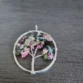Natural crystal gemstone wire wrapped life tree pendant necklace wishing tree jewelry - Tourmaline