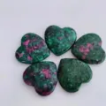 Natural crystal heart shaped gemstone ornament, 25mm polished green and pink love decor item. - Ruby Zoisite