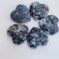 Natural Crystal Heart Stone Variant Blue Sodalite Polished Palm Gemstone Healing Pocket Decor - Blue Spot Stone