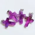 Natuurlijke Amethist Kruis Hanger Paarse Kristal Ketting Sieraden DIY Accessoire - Kruis