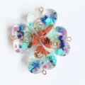 Seven chakra crystal crushed stone resin clover pendant with copper wire spiral jewelry. - Heart Shape without Cord