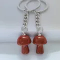 Porte-clés champignon en cristal naturel pendentif de sac gemme mignon anneau miniature - Jaspe Rouge