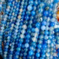 Blue striped agate loose beads peacock round beads DIY handmade jewelry crafting gemstone supplies - 4mm / Dark Blue Striped Agate