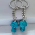 Porte-clés champignon turquoise, mignon mini pendentif champignon en cristal pour sac. - Turquoise (Synthétique)