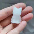 Natural crystal cat figurine white stone quartz carved animal craft mini cute ornament for home decor - White Jade