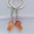 Natural crystal mushroom keychain cute stone charm bag pendant keyring fashion jewelry item style - Red Aventurine
