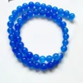 Perles rondes en calcédoine bleue translucide pour la fabrication de bijoux et l'artisanat - 10mm / Bleu foncé
