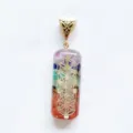 Colorful crystal chips resin pendant with sacred geometry gold pattern for necklace jewelry. - Size 8 Without Cord