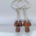 Natural crystal mushroom pendant cute keychain bag charm mini key ring accessory variant - Mahogany Obsidian