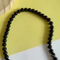 Perles rondes en verre noir, perles en vrac lisses pour colliers de bijoux faits a main. - 6mm / Noir