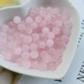 Perles rondes en quartz rose naturel de 6mm demi-percées pour fabrication de bijoux DIY bracelets - Sans Trou / Quartz rose