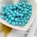 Perle ronde turquoise semi-percée de 6mm accessoire pour fabrication de bijoux et bracelets - Sans Trou / Turquoise Bleue Synthétique