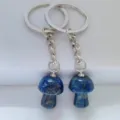 Natural crystal mushroom keychain cute pendant bag accessory mini stone key ring variant - Lapis Lazuli