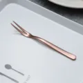 Stainless Steel Fruit Fork Rose Gold Two Prong Dessert Fork Cake Fork Tableware SKU - Rose Gold