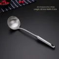 Cucharón de sopa de acero inoxidable 304, 38,5 cm de largo con mango ergonómico térmico - Cucharón 304