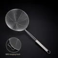 Stainless steel spider strainer large kitchen skimmer for hot pot dumplings noodles 42cm - 18cm, With Hook