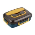 Porta pranzo in acciaio inox contenitore bento portatile diviso per scuola e lavoro - 4 Scomparti con Posate / Giallo-Blu