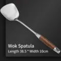 Premium 304 stainless steel kitchen spatula with ergonomic rosewood handle, 38.5x10cm - Cooking Spatula (Rosewood Series)