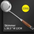 304 stainless steel skimmer spoon with anti-scald rosewood handle, size 38.5x12cm - Skimmer Ladle (Rosewood Series)