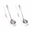 Stainless steel soup spoon and colander set with square handle and hook for hot pot. - Small Soup Spoon & Slotted Spoon Set