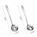 Stainless steel large soup ladle and slotted spoon with square handle and hook, 29cm - Large Soup Spoon & Slotted Spoon Set