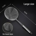 Professional large stainless steel spider strainer with fine mesh and 43cm handle - 201 Material - No Hook / 18cm