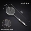 Small 304 stainless steel fine mesh skimmer strainer with hanging hook for kitchen use - 201 Material - With Hook / 14cm