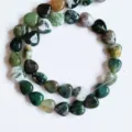 Natural green moss agate heart loose beads 10mm crystal gemstone DIY jewelry making - Moss Agate